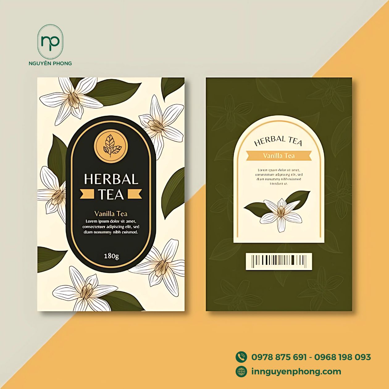 Logo in trên tem nhãn cho gói trà nhỏ

